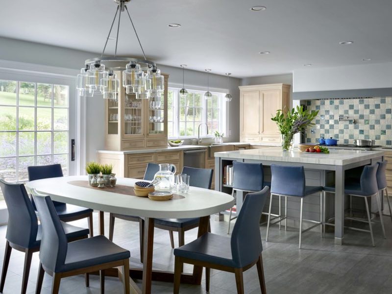 Seating for a Crowd in a Bright Family-Friendly Kitchen