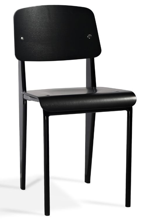 prouve_dining_chair_ _plywood_oak_black_veneer_seat_back_ _black_frame
