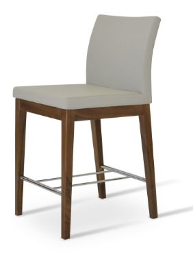 Show details for Aria Wood Bar Stool aria_wood_counter _original_walnut light_grey_leathertte _050 downxxx