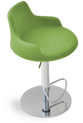 Show details for Dervish Piston Bar Stool dervish piston half_ chrome footrest camira_pistachio downxxx_1