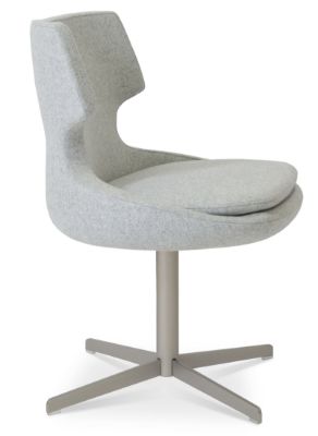 Show details for Patara 4 Star Swivel Dining Chair patara_4_star matt_brushed_nickel_24_4_ camira_wool_silver downxxx