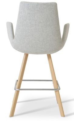 Show details for Eiffel Arm Sword Bar Stool  eiffel_arm _sword_base _natural_weneer counter _camira_silver_wool _2_ down
