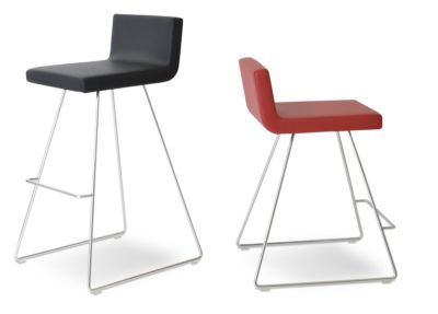 Show details for Dallas Wire Bar Stool dallas _wire_chrome _bar_black_letarhhtte counter_red_leathertte 2_ down