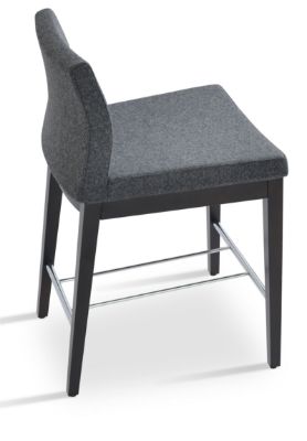 Show details for Pasha Wood Bar Stool pasha_low_back counter_wenge _dark_grey_camira _ down