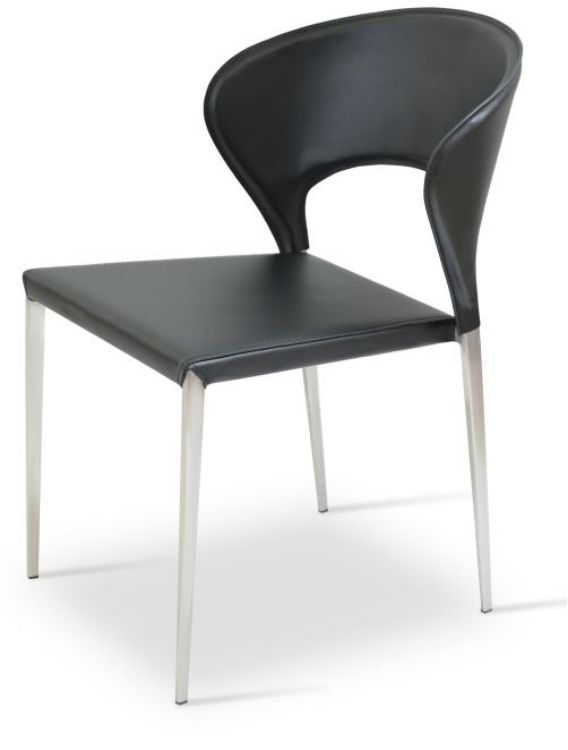 prada_dining_chair_black_bonded_leather ssteel_legs_ front_2 side