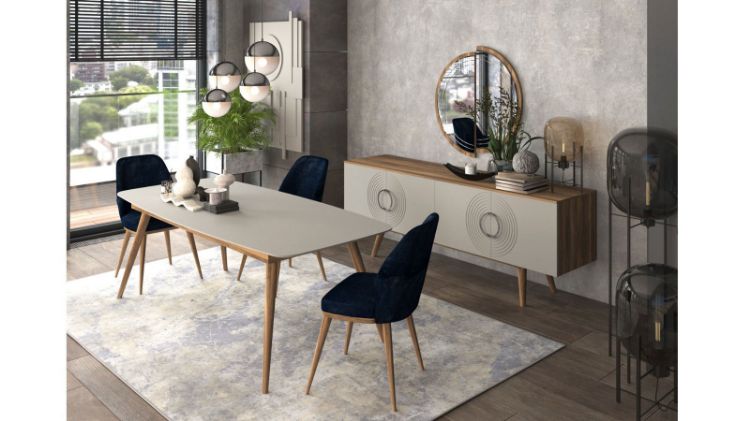 Picture of Polo Ash Grey Lacquer Extendable Dining Table